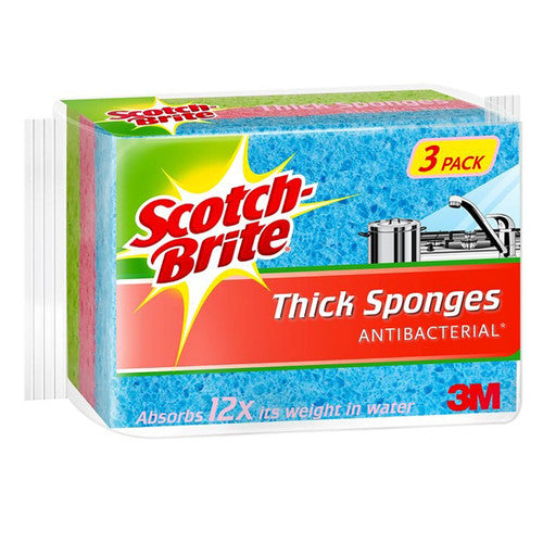 Scotch-Brite Antibacterial Thick Sponges Pack 3 Box of 8