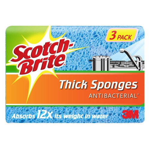 Scotch-Brite Antibacterial Thick Sponges Pack 3 Box of 8