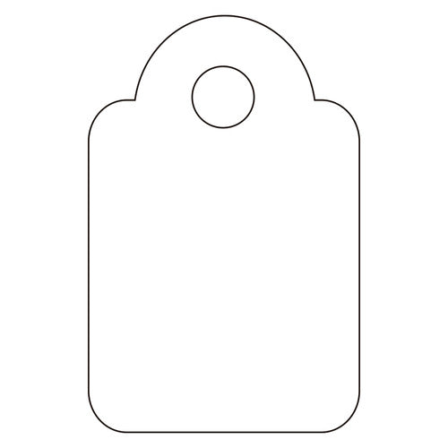 Close-up of Apli 13x20mm price tickets showing acid-free cardboard and polyester string attachment