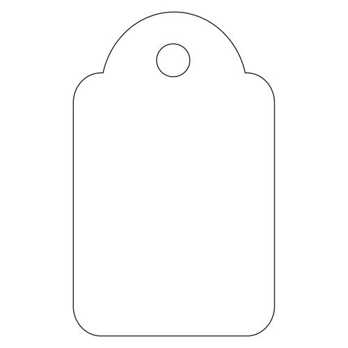 Close-up of Apli 18x29mm FSC-certified cardboard strung ticket with polyester string