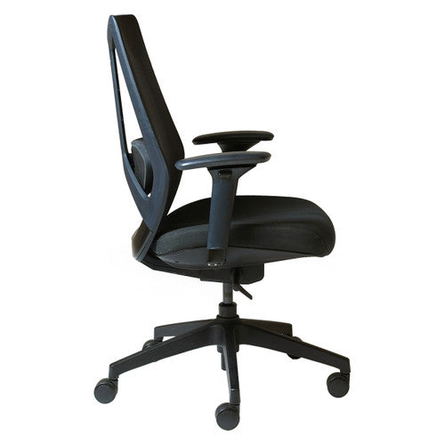 Rapidline Arco High Mesh Back Operator Chair with Arms Black Fabric