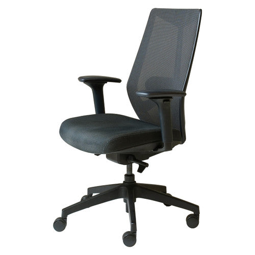 Rapidline Arco High Mesh Back Operator Chair with Arms Black Fabric