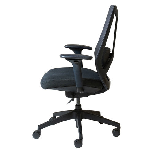 Rapidline Arco High Mesh Back Operator Chair with Arms Black Fabric