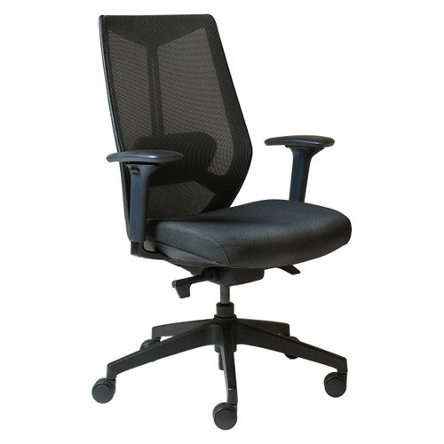 Rapidline Arco High Mesh Back Operator Chair with Arms Black Fabric
