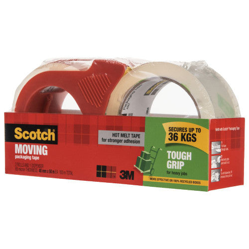 Scotch 3500-2-1RD-AU Dispenser and Moving Packaging Tape 2 Rolls 48mm x 50m Clear