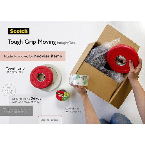 Scotch 3500-6-AU Tough Grip Moving Packaging Tape 48mm x 50m Clear Pack of 6