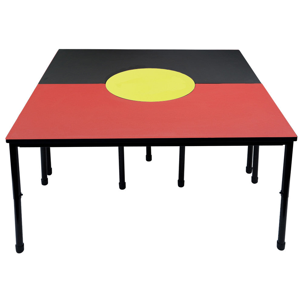 Aboriginal Flag Table 3 Piece Height Adjustable 1500 x 1500mm-1
