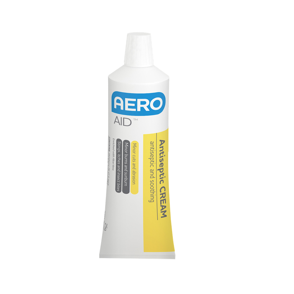AeroAid Antiseptic Cream Tube 25g soothing antiseptic cream for everyday skin cuts abrasions and minor wounds