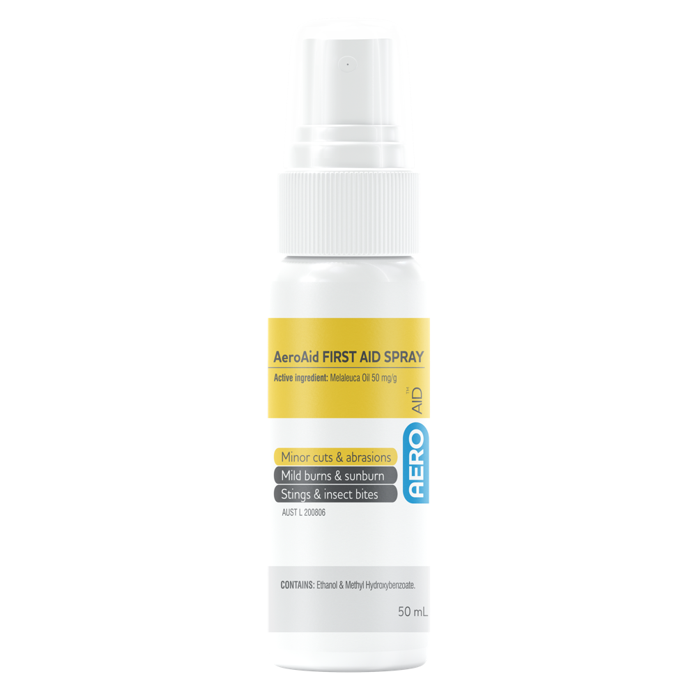 AeroAid First Aid Spray 50ml multipurpose topical antiseptic for cuts grazes and minor wounds