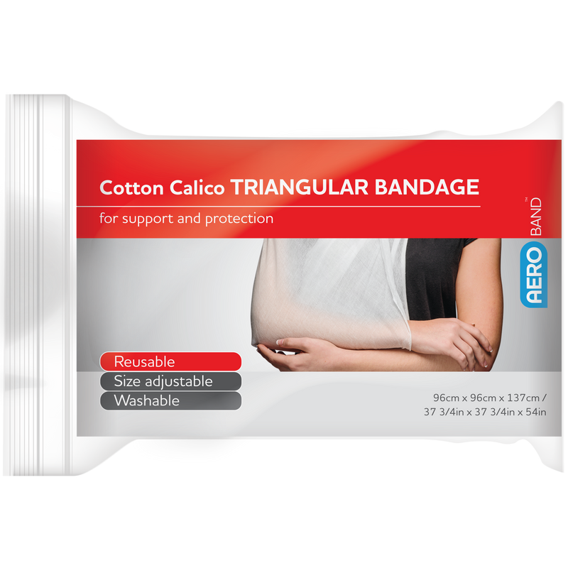 AeroBand Cotton Calico Triangular Bandage 96 x 96 x 137cm Bag 10 large triangular bandage for arm slings and immobilisation