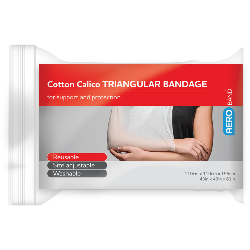 AeroBand Cotton Calico Triangular Bandage 110x110x155cm bag of 10 arm sling bandage
