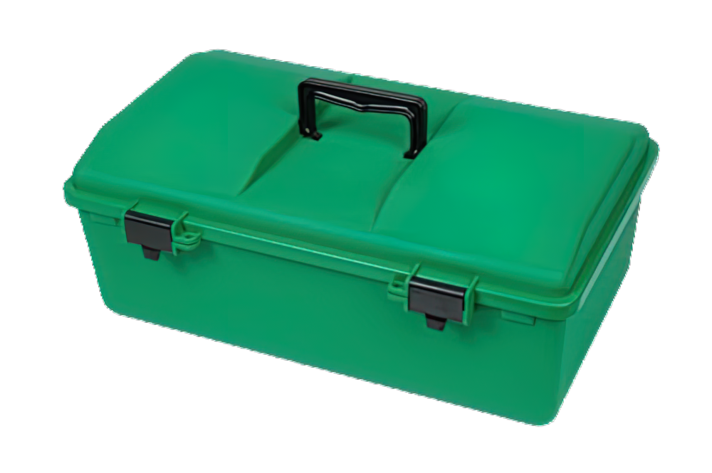AeroCase Green Plastic Tacklebox with 1 Liftout Tray 30 x 46cm empty first aid case for custom kit builds