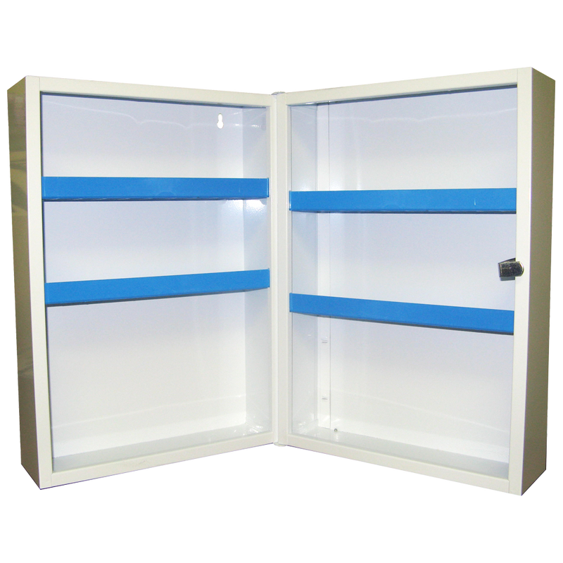 AeroCase Large Metal Cabinet 34 x 49 x 22cm deep-format wall-mountable metal first aid cabinet