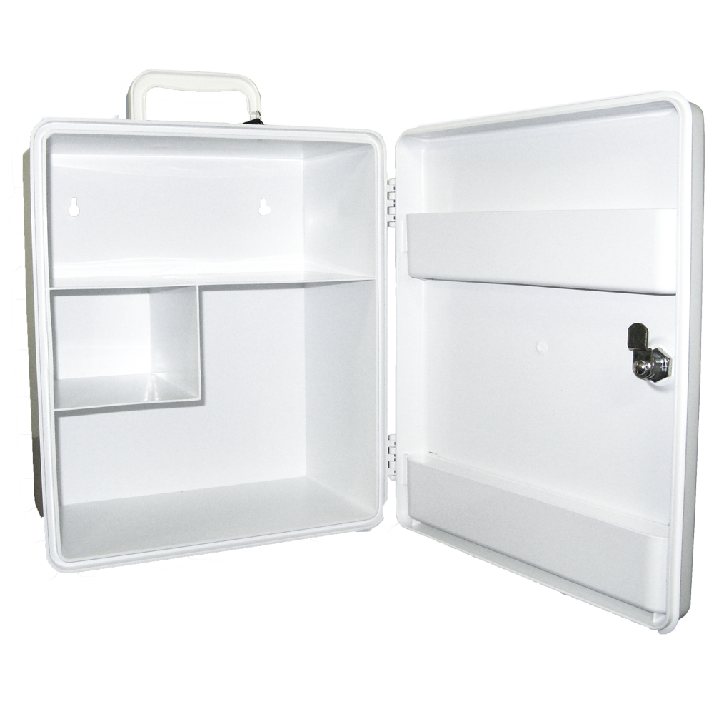 AeroCase Large White Plastic Cabinet Key Latch 32 x 37 x 18cm lockable white first aid cabinet