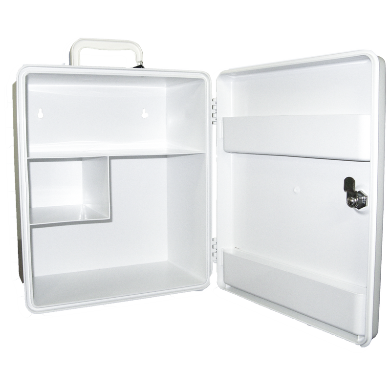 AeroCase Large White Plastic Cabinet Key Latch 32 x 37 x 18cm lockable white first aid cabinet