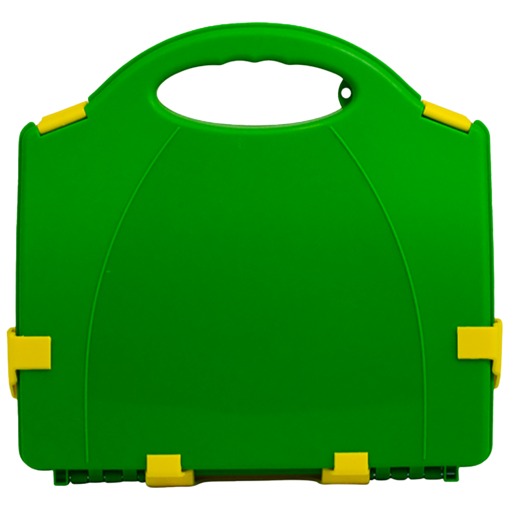 AeroCase Medium Green and Yellow Neat Plastic Case 28 x 27 x 9.5cm mid-size first aid case for workplace kit assembly
