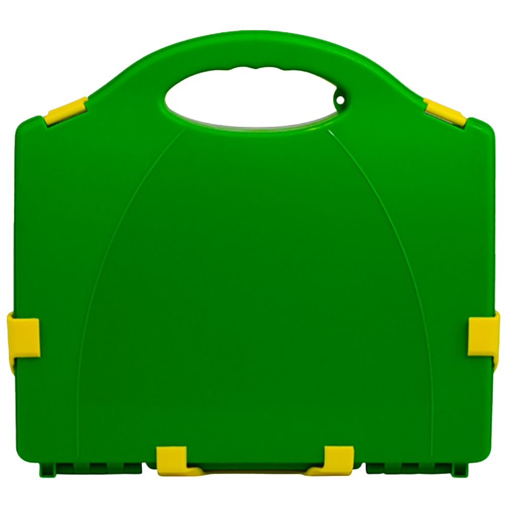 AeroCase Medium Large Green and Yellow Neat Plastic Case 34 x 28 x 10cm empty wall-mount first aid case compatible with AFAK5P kit