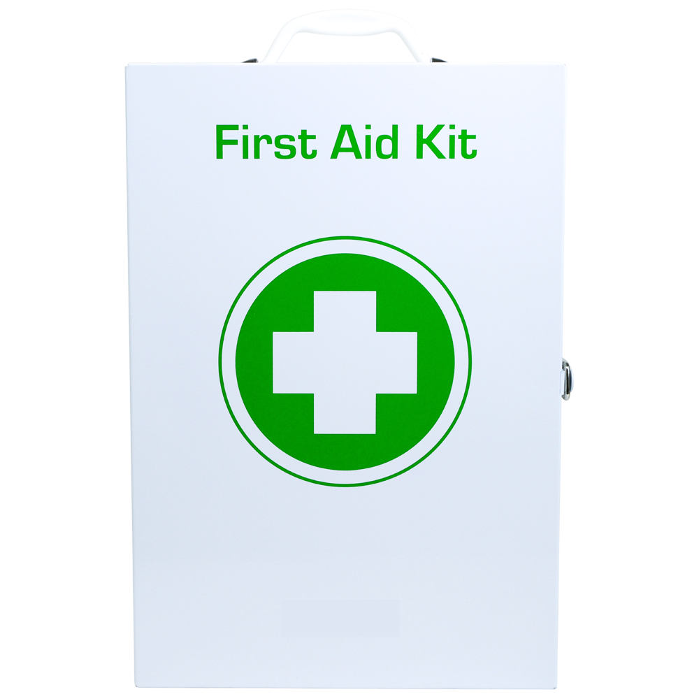 AeroCase Small Medium Metal First Aid Cabinet 28.5 x 42 x 13cm wall-mountable key latch compact workplace first aid storage