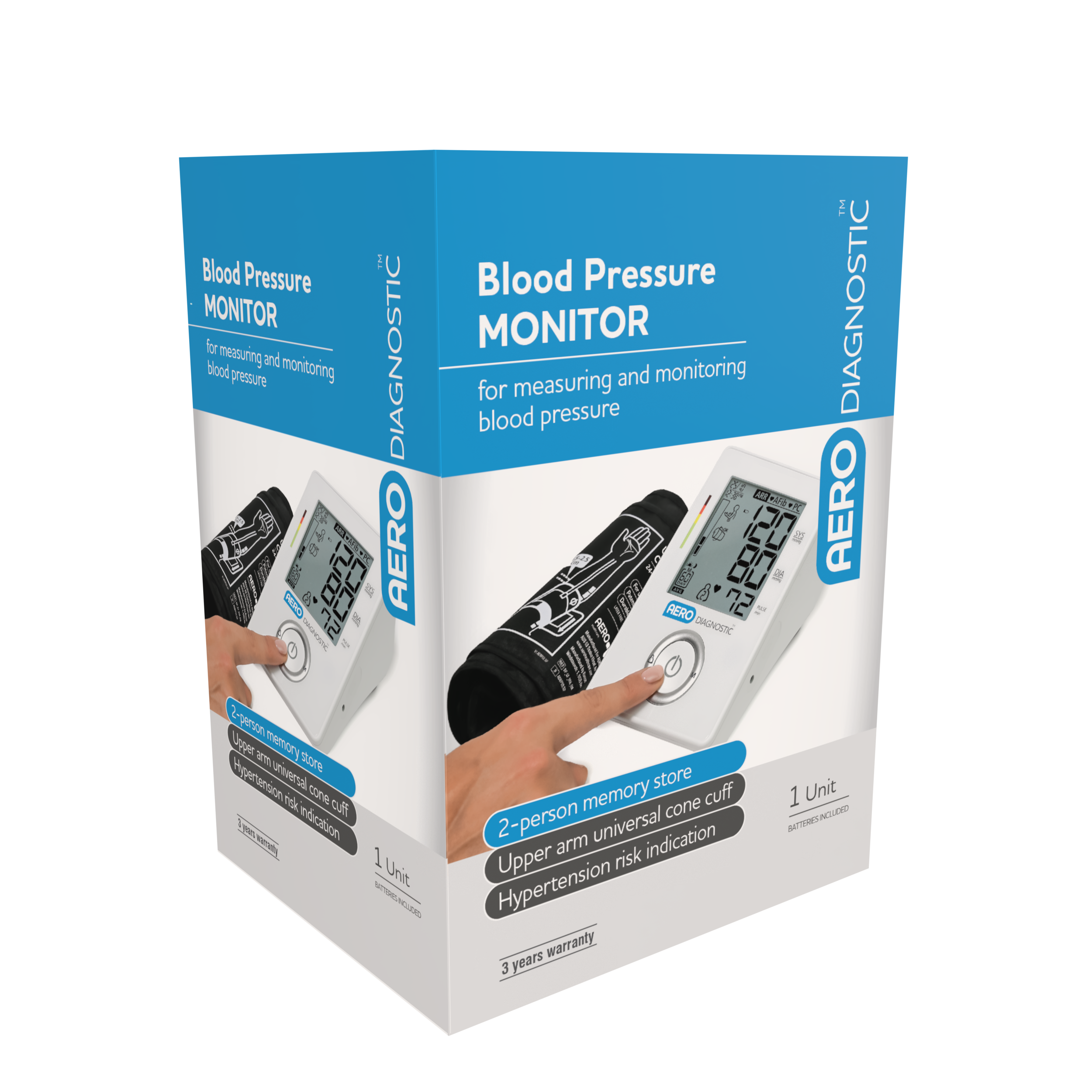 AeroDiagnostic Automatic Upper Arm Blood Pressure Monitor with digital display and one-touch operation