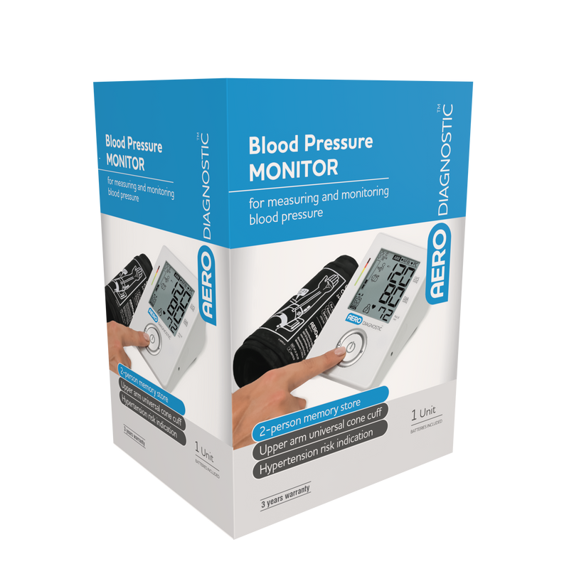 AeroDiagnostic Automatic Upper Arm Blood Pressure Monitor with digital display and one-touch operation