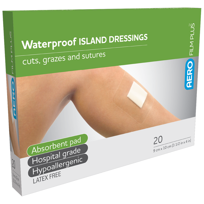AeroFilm Plus Waterproof Island Dressing 9x10cm box of 20 post-operative dressing
