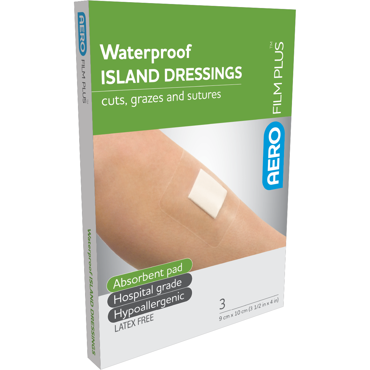 AeroFilm Plus Waterproof Island Dressing 9x10cm box of 3 post-operative waterproof dressing