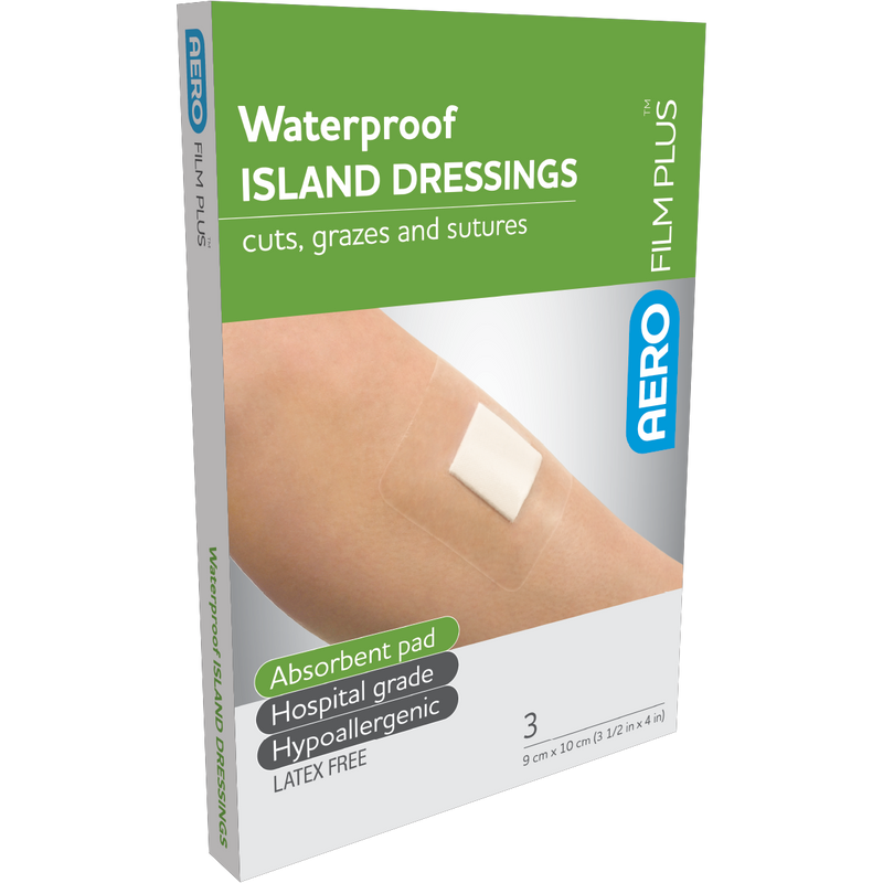 AeroFilm Plus Waterproof Island Dressing 9x10cm box of 3 post-operative waterproof dressing