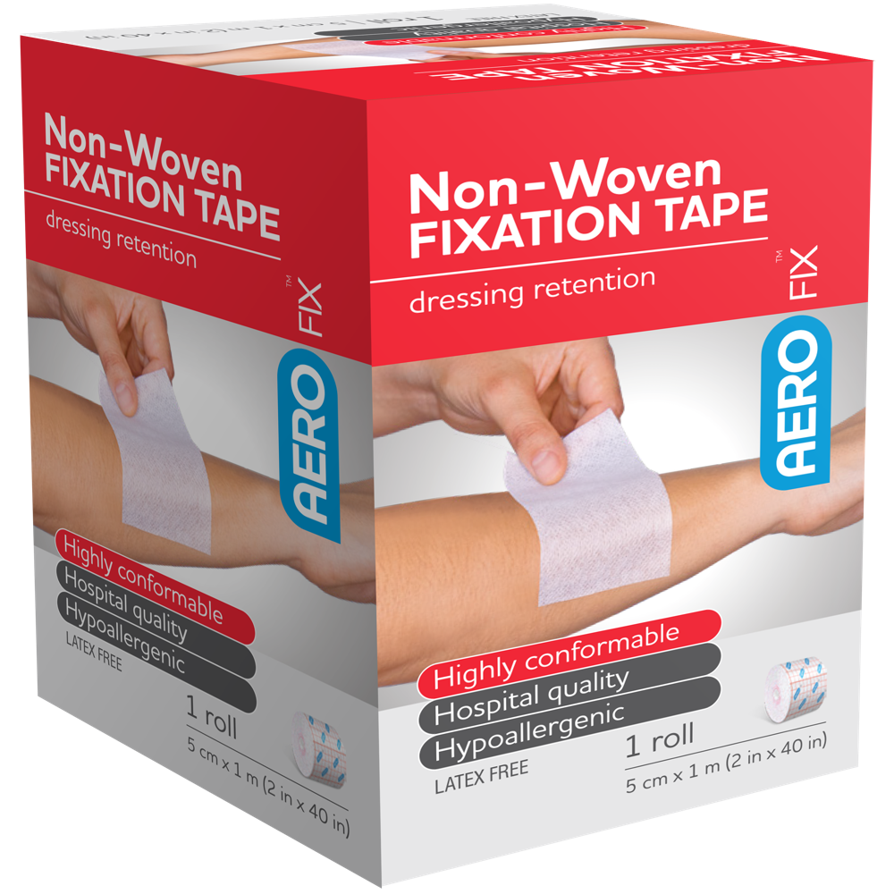 AeroFix Non-Woven Fixation Tape 5cm x 1m gentle low-allergy tape for securing dressings on sensitive skin