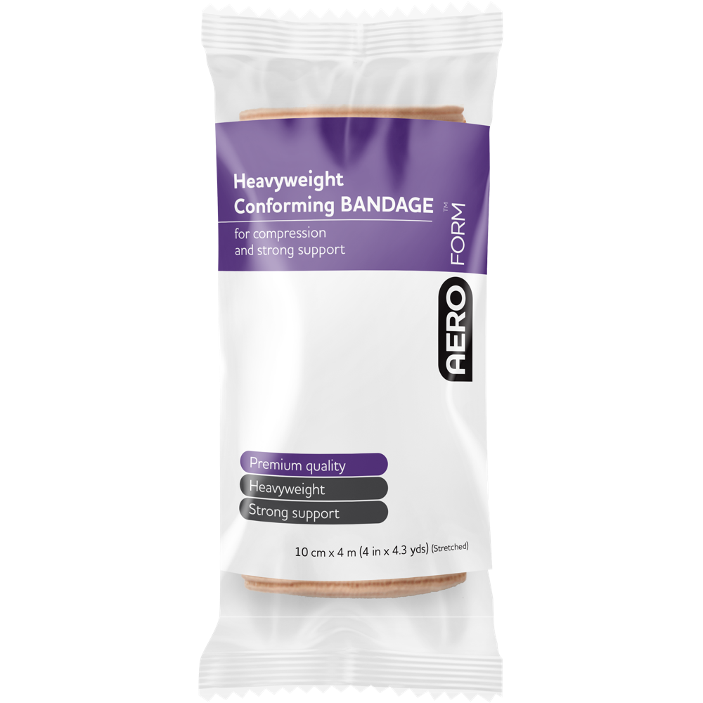 AeroForm Heavyweight Conforming Bandage 10cm x 4M wrap of 12 strong compression and support bandage for serious injuries