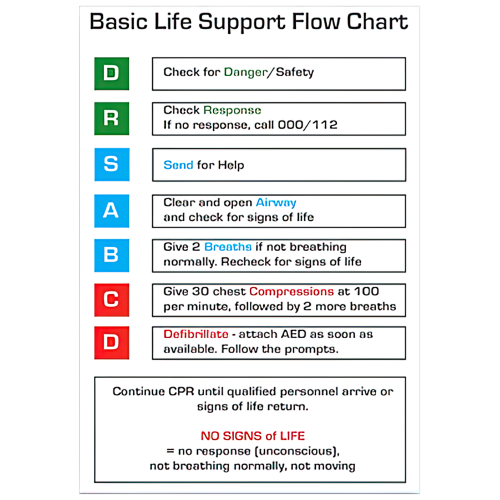 AeroGuide CPR Flow Chart Card 10x14cm quick-reference CPR card