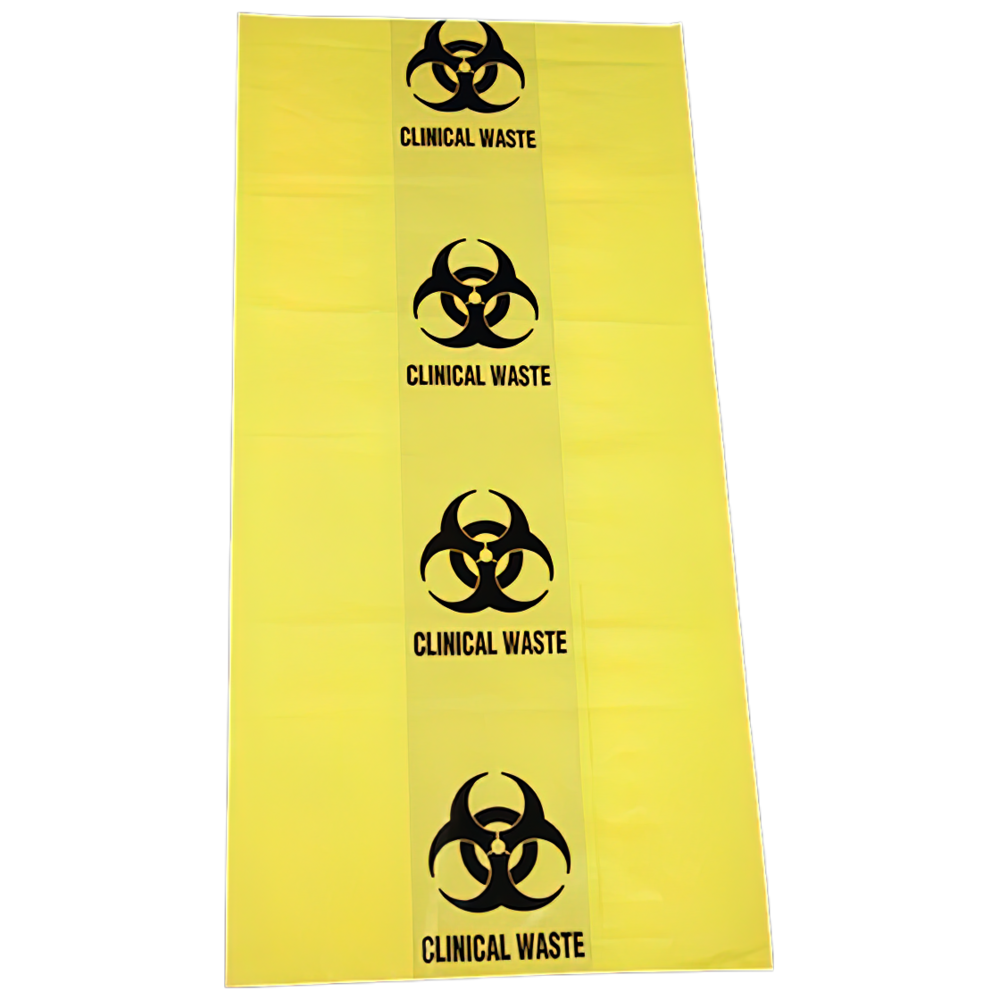 AeroHazard Biohazard Clinical Waste Bag 50L 55um 630 x 800mm large yellow clinical waste bag for high-volume healthcare waste segregation