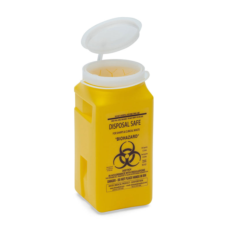 AeroHazard Sharps Container 1.4L compact puncture-resistant sharps disposal