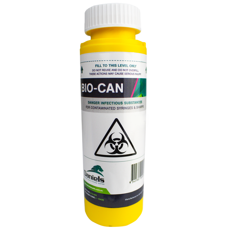 AeroHazard Sharps Disposal Container 125mL compact compliant sharps container