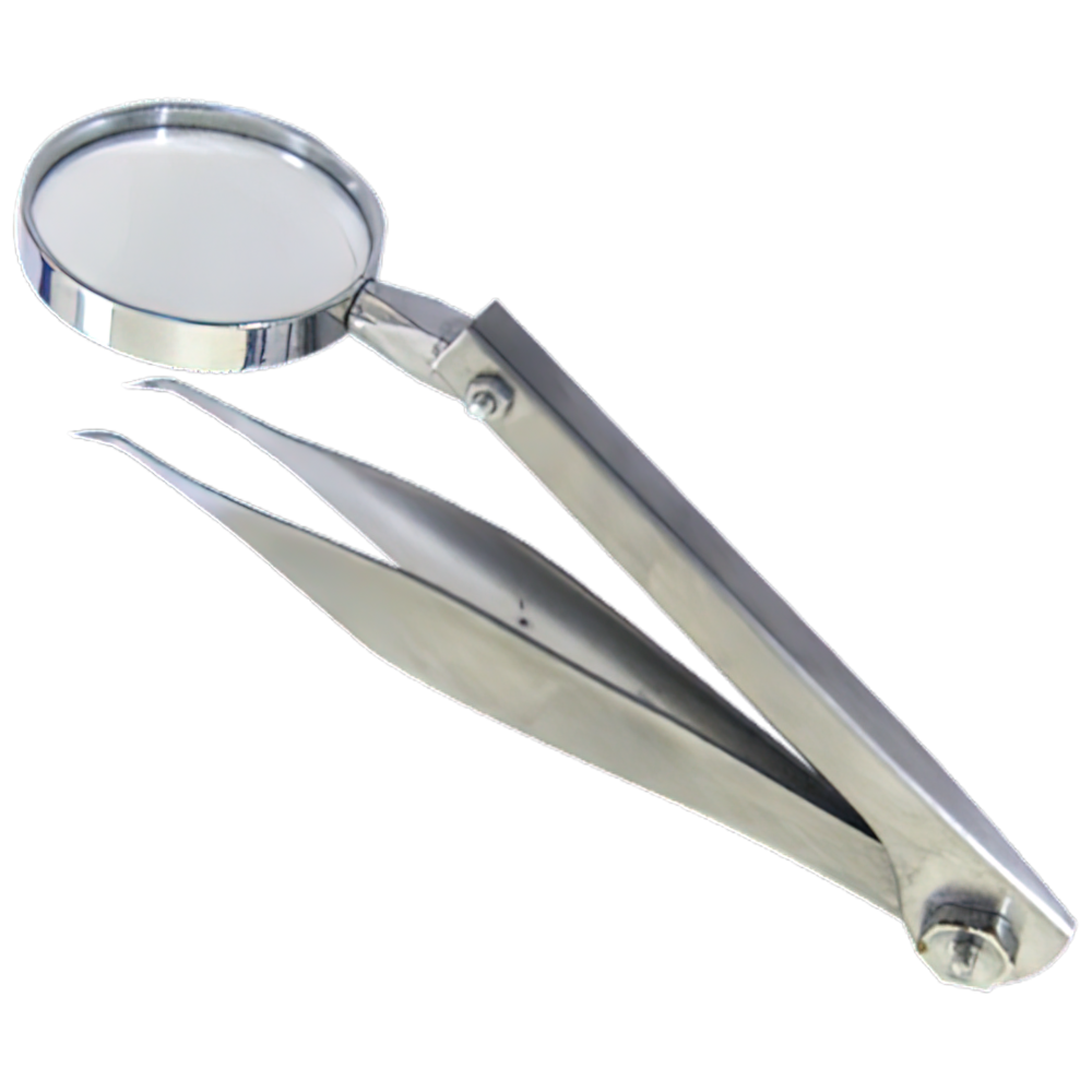 AeroInstrument Stainless Steel Magnifying Glass Forceps 11cm precision grasping instrument with integrated magnification lens