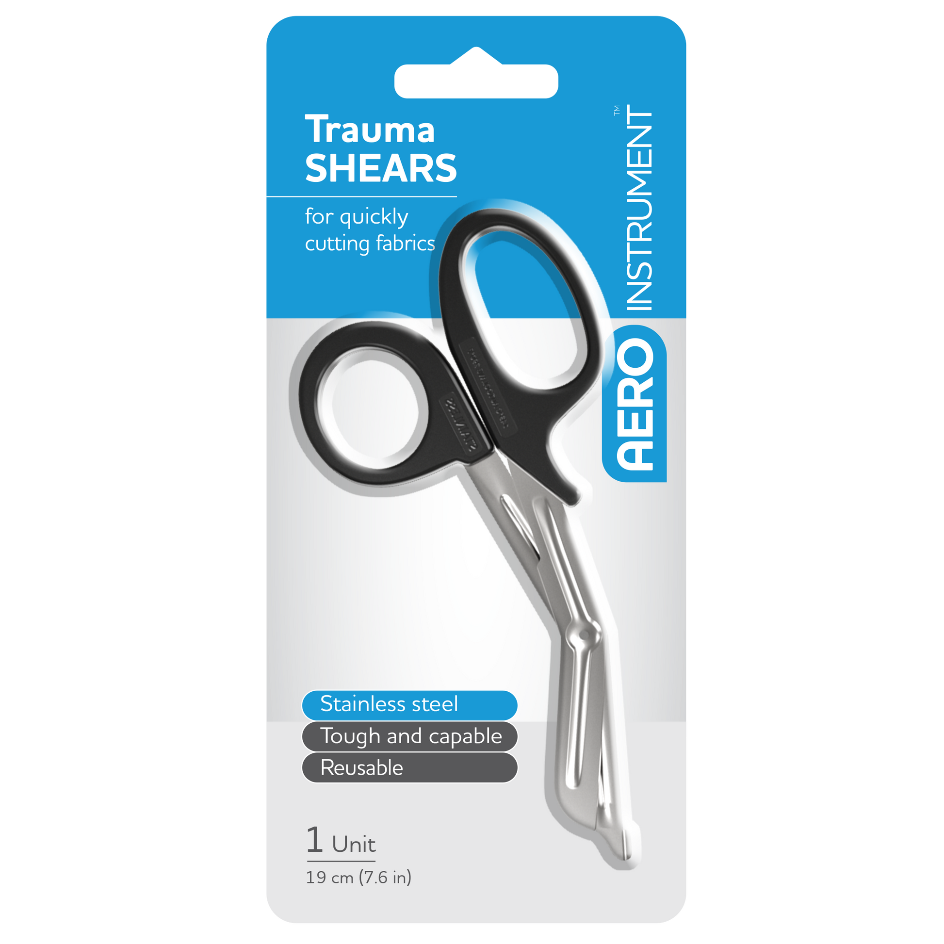 AeroInstrument Stainless Steel Universal Shears 19cm heavy-duty clothing and material cutting for first aid and emergency response