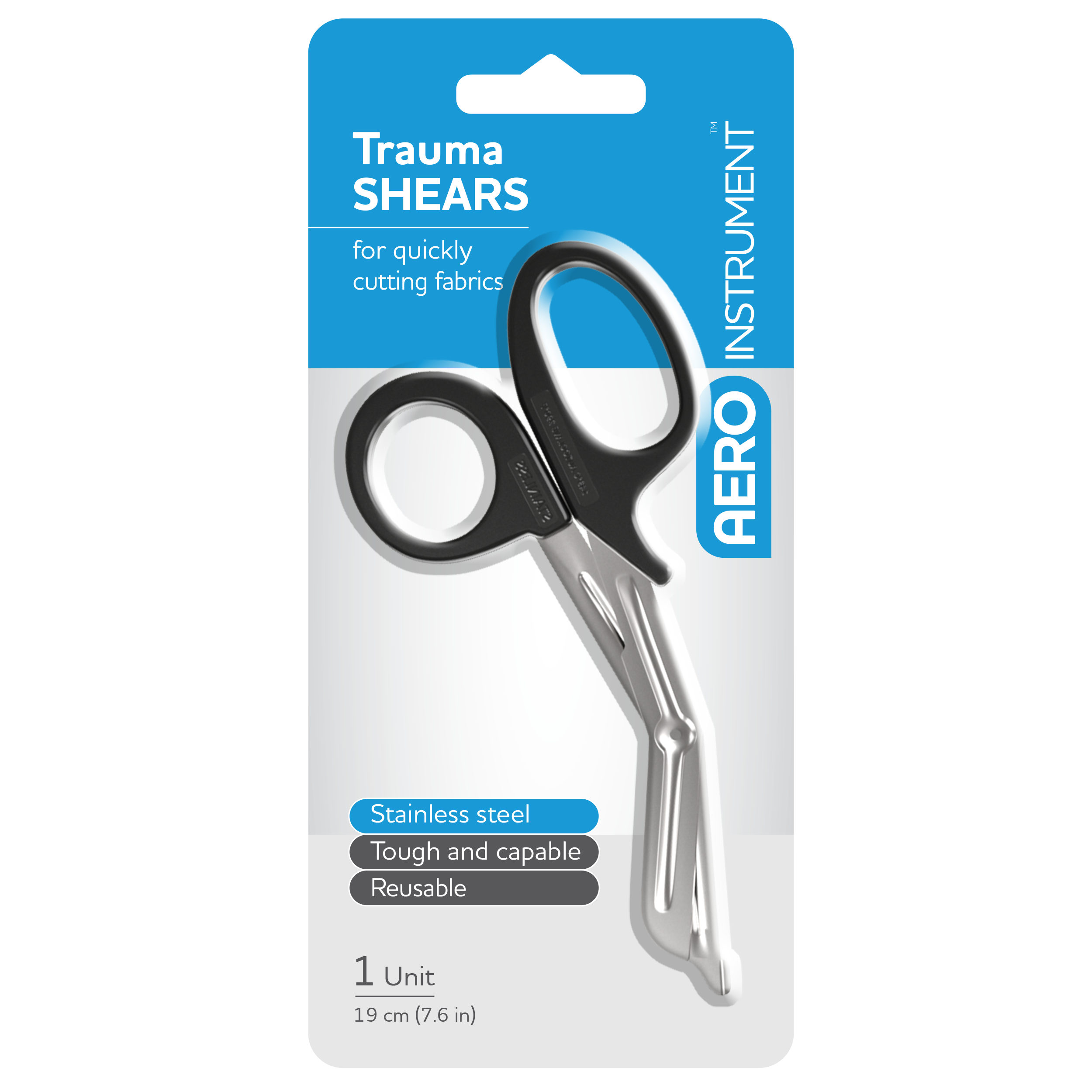 AeroInstrument Stainless Steel Universal Shears 19cm heavy-duty clothing and material cutting for first aid and emergency response