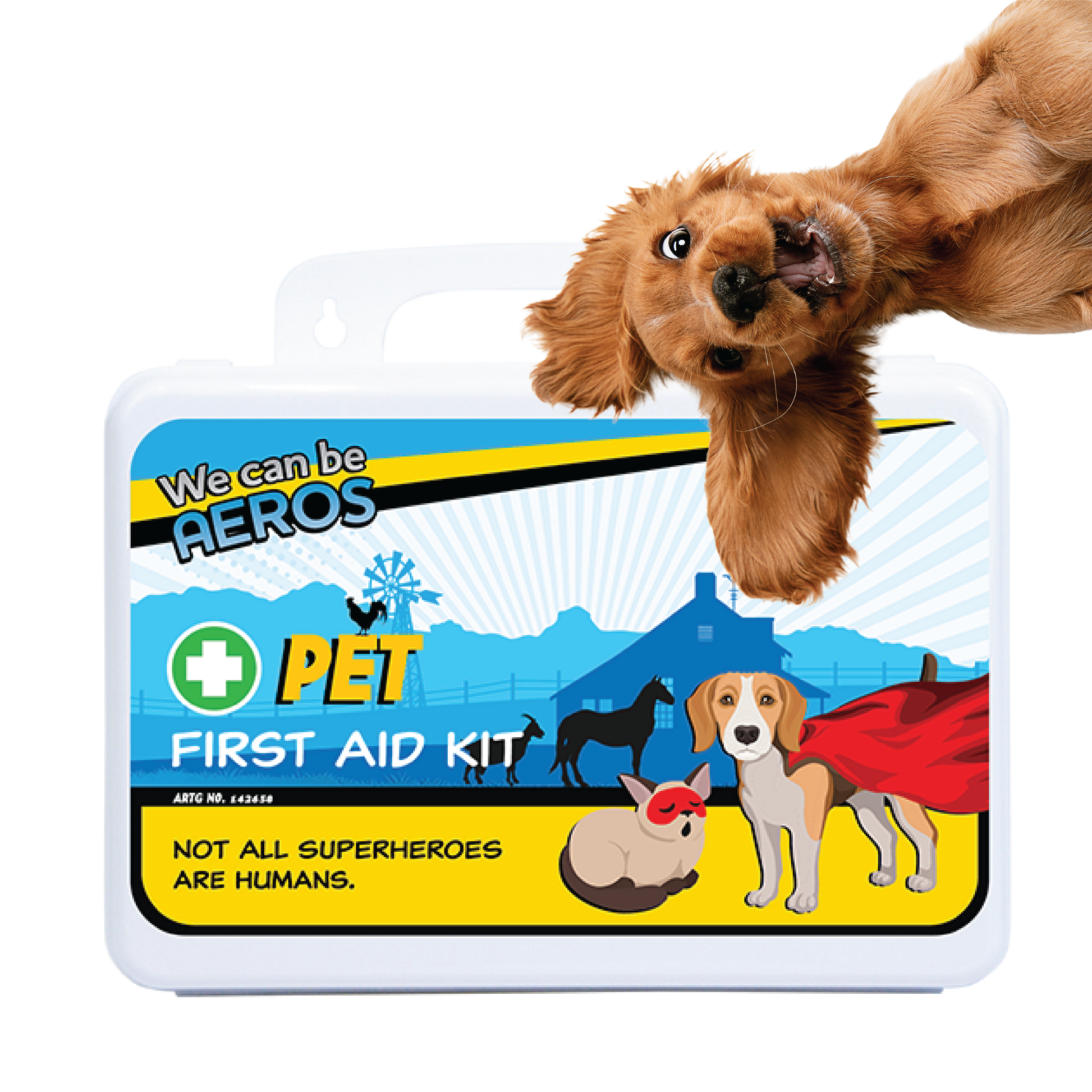 AeroKit Pet Plastic Waterproof First Aid Kit 21 x 7.5 x 13cm pre-stocked pet and animal first aid kit in a compact waterproof case