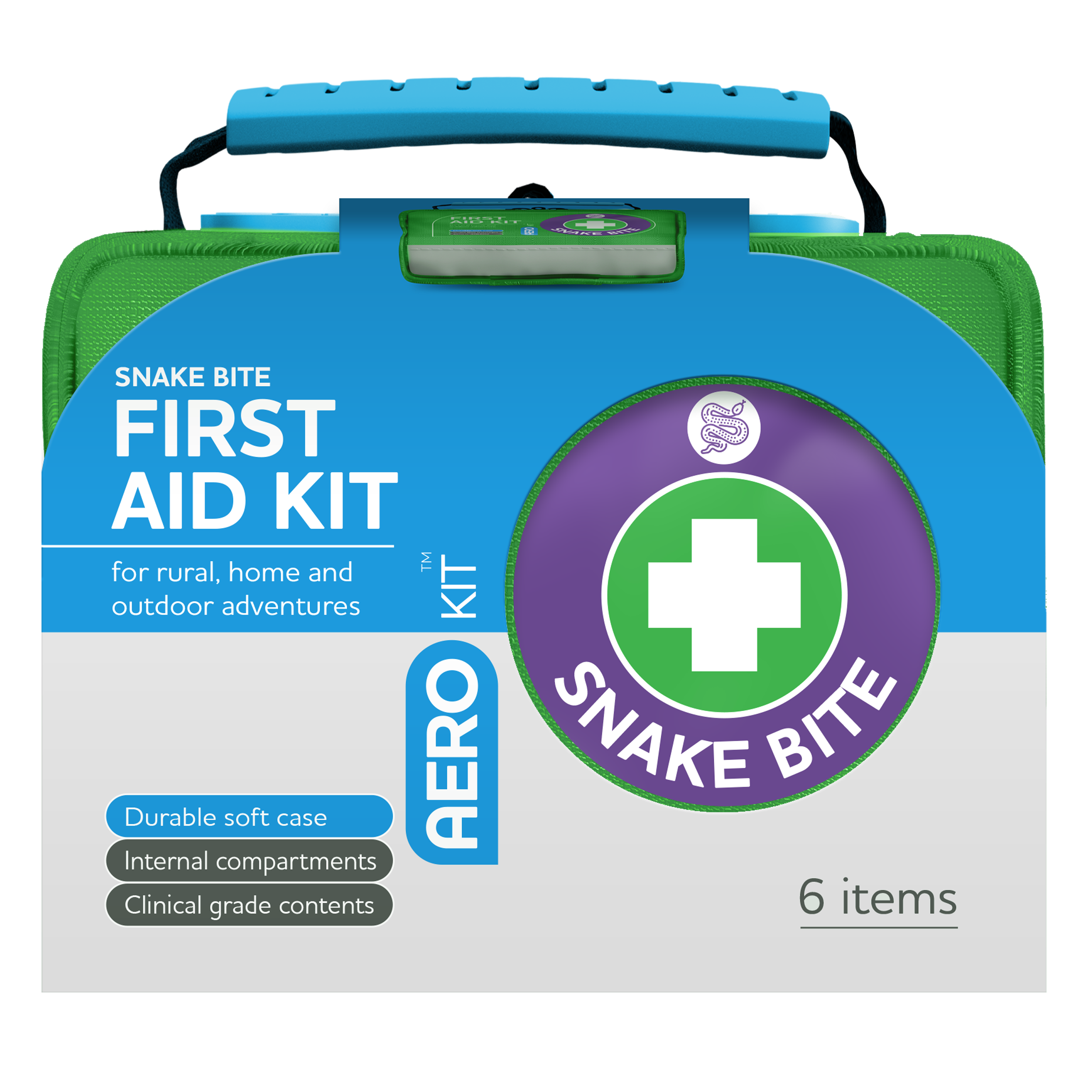 AeroKit Snake Bite First Aid Kit Softpack Green with pressure immobilisation bandages