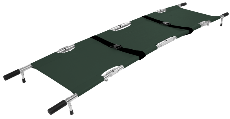 AeroRescue Alloy Quad-Fold Emergency Pole Stretcher with Carry Case lightweight folding rescue stretcher