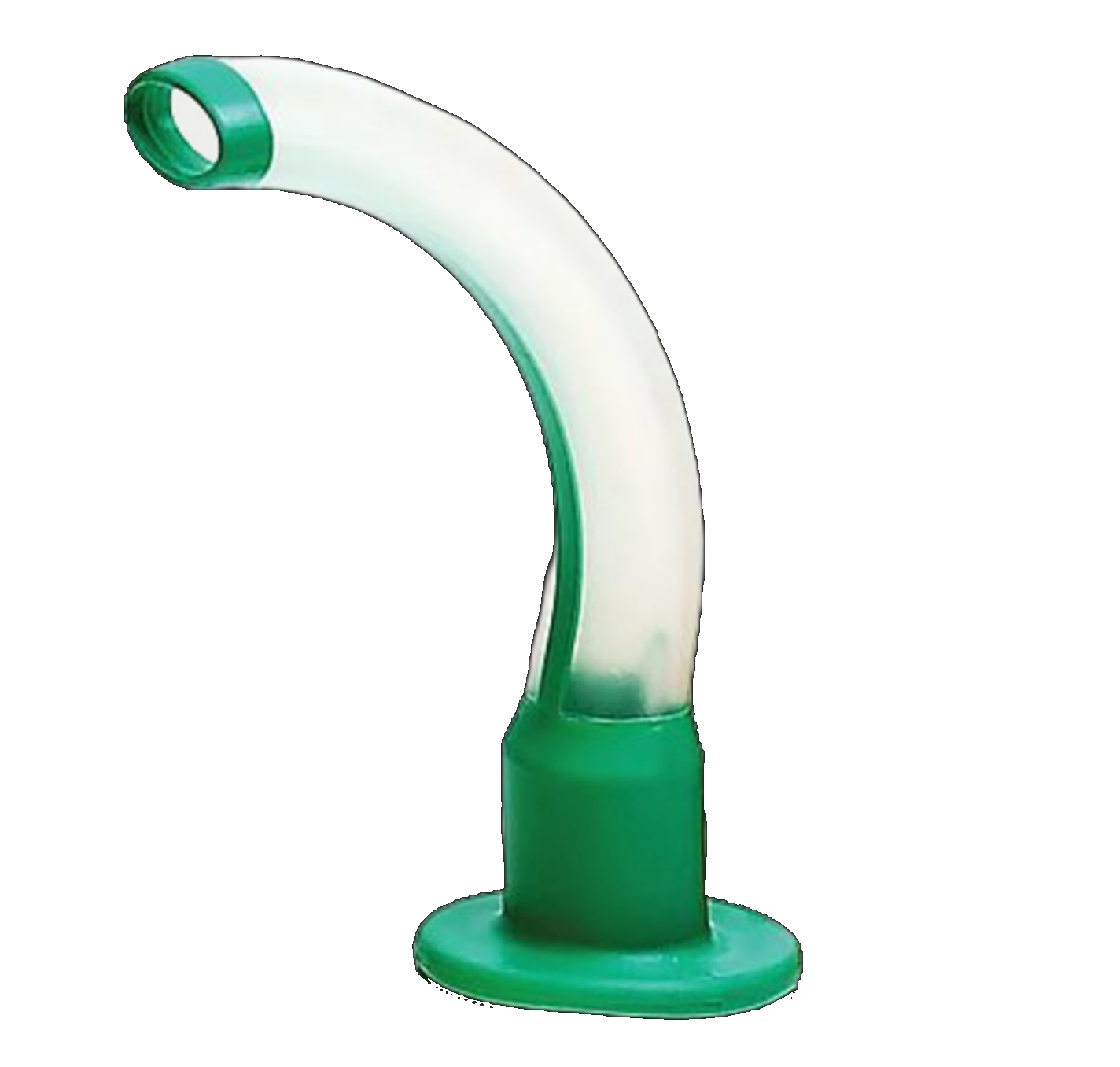 AeroRescue green size 2 non sterile Guedel airway with curved clear body and green colour coded flange.