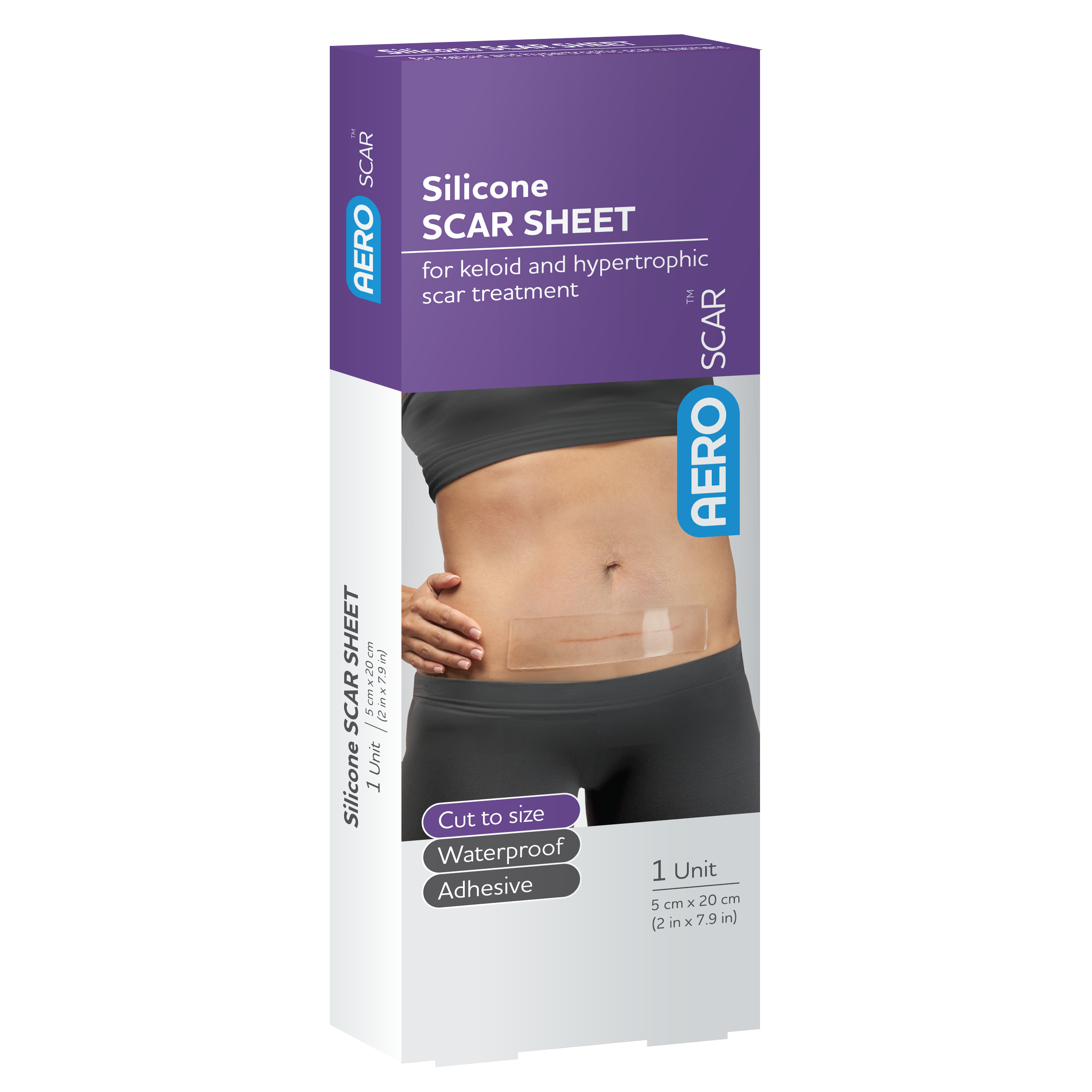 AeroScar Silicone Scar Sheet 5cm x 20cm reusable silicone scar treatment sheet