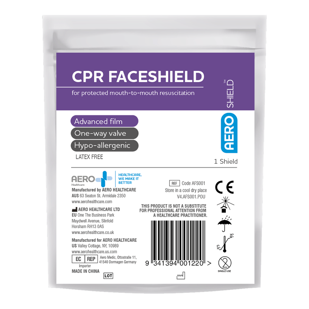 AeroShield Disposable Face Shield with One-Way Valve single-use CPR shield for infection control