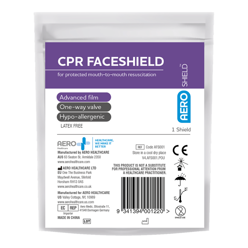 AeroShield Disposable Face Shield with One-Way Valve single-use CPR shield for infection control