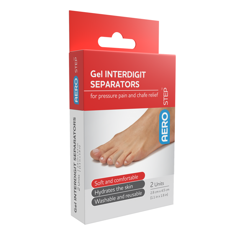 AeroStep Gel Interdigit Separators 28x45mm box of 2 moisturising gel toe separators