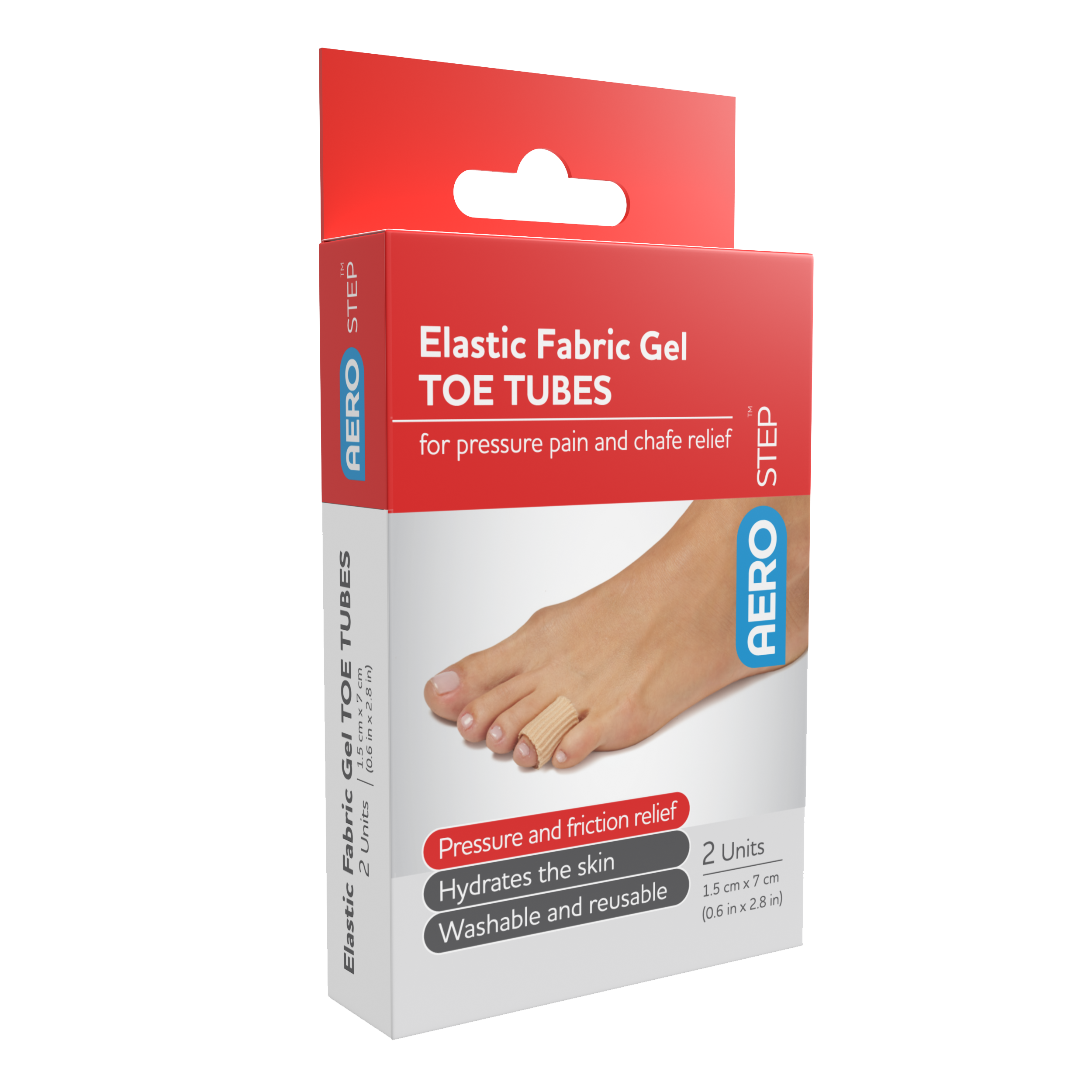 AeroStep General Gel Tube Toe Protector 1.5 x 7cm box of 2 gel silicone tube for toe cushioning and protection