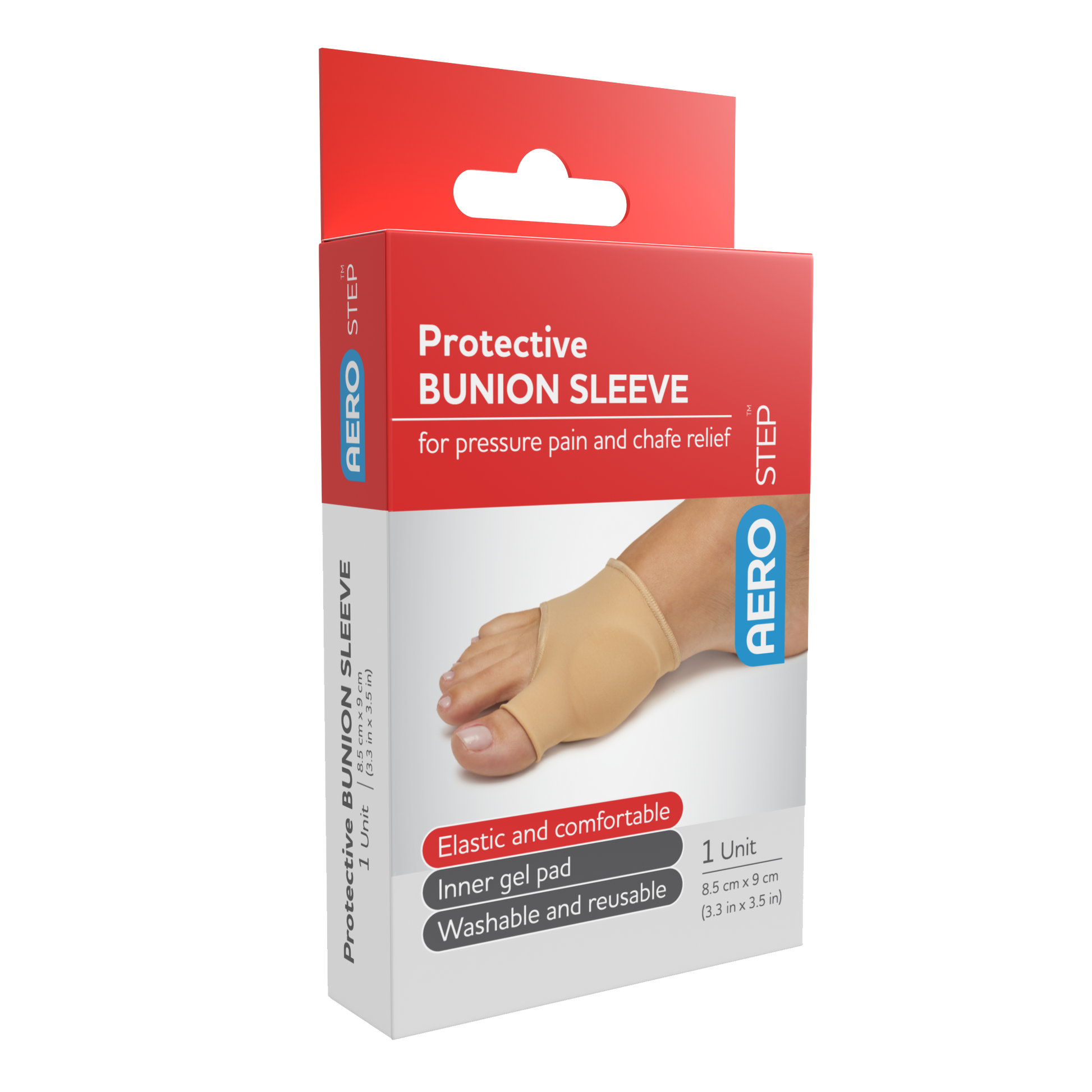 AeroStep Protective Bunion Sleeve 8.5 x 9cm elastic gel protection for bunion pain relief and footwear friction reduction