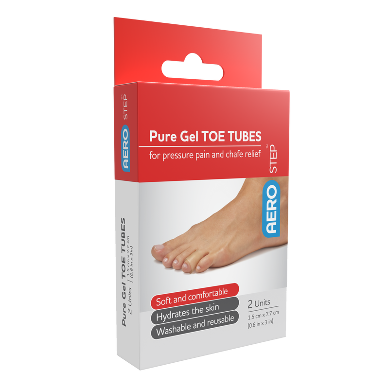 AeroStep Pure Gel Toe Tube Pack 2 elastic moisturising gel tube for toe pressure relief