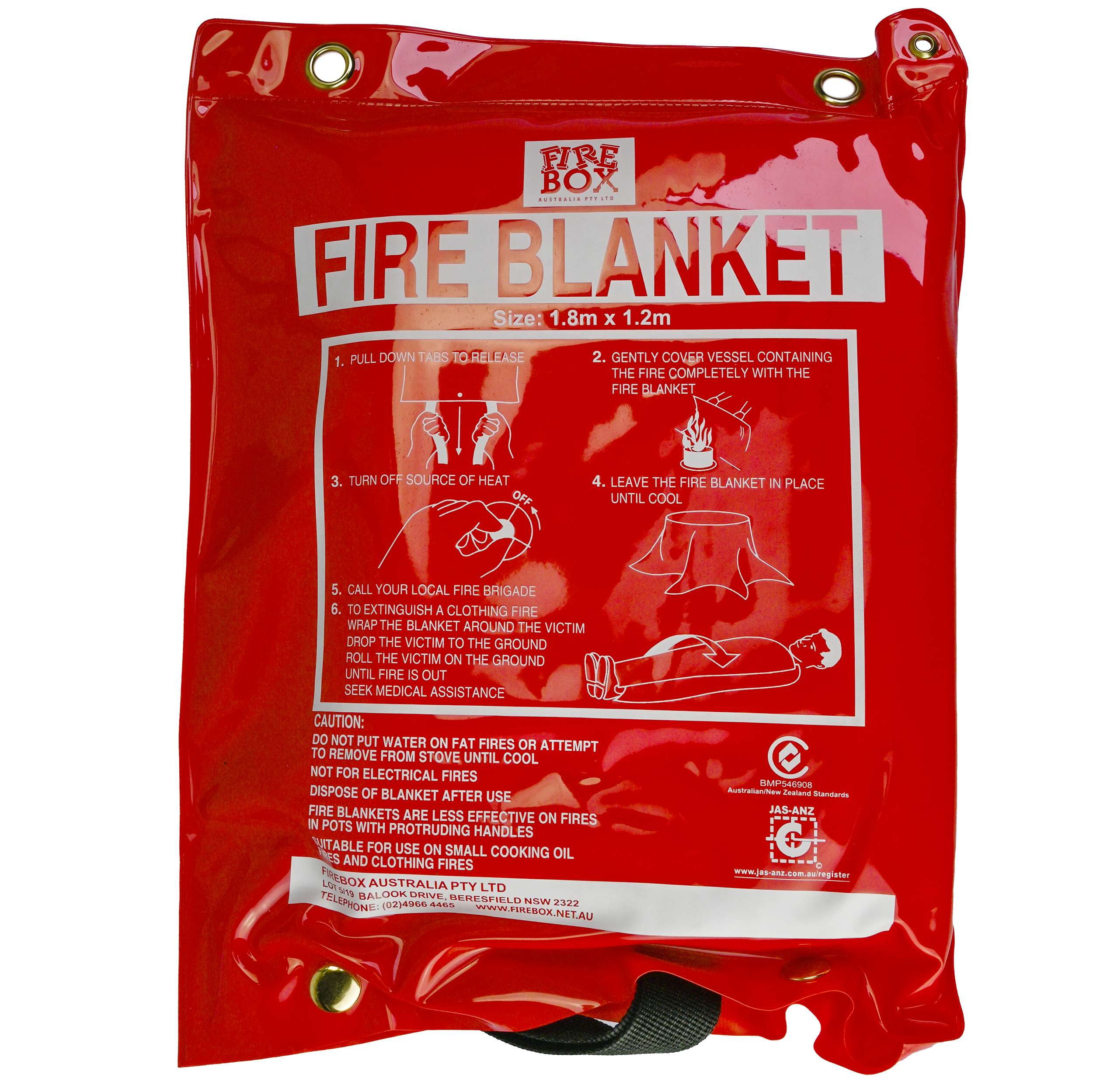 AeroSupplies Fire Blanket Large 1.2M x 1.8M for Class F fires and burn victim coverage