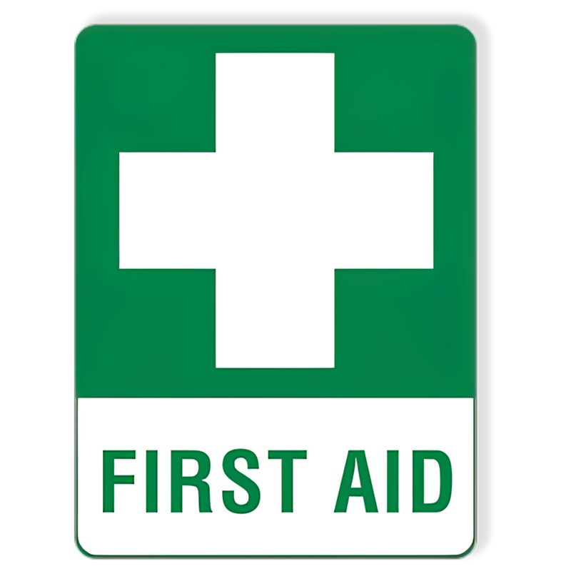 AeroSupplies First Aid Sticker 15 x 22.5cm large self-adhesive first aid kit location sticker for workplace WHS signage