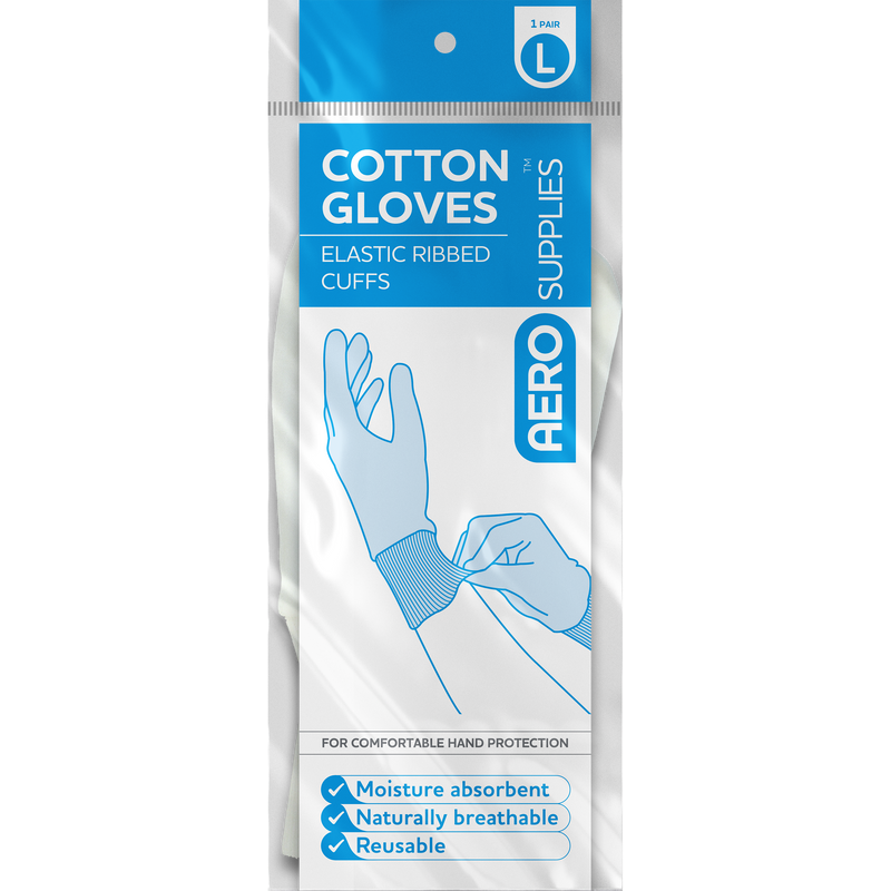 AeroSupplies Large Cotton Gloves Pair soft breathable reusable cotton gloves